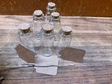 Load image into Gallery viewer, Lot 10 ml Glass Bottles with Corks and Cardboard Blank Tags. Spells, Potions, Intentions, Wishes, etc.
