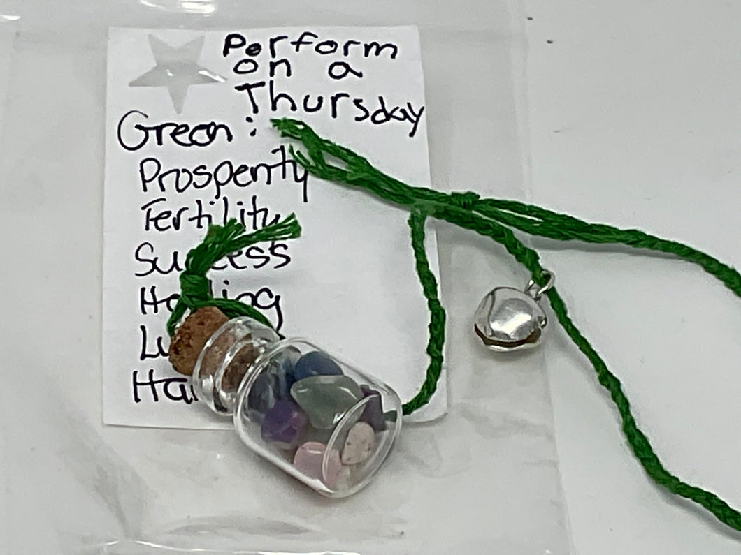 Green Prosperity Crystal Confetti Crystal Vial Charm Bottle.