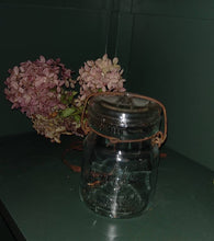 Load image into Gallery viewer, Antique Double Safety Canning Jar. Clear. Bail Closure. Pint Jar. 5 inches tall. Farmhouse Canning Jar.
