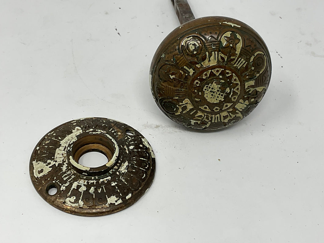 Antique Bronze Ornate Eastlake Doorknob and Spindle with Rosette