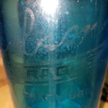 Load image into Gallery viewer, Antique Blue Seltzer Bottle Etched Glass Soda Syphon Czech JACOBSON&#39;S NJ
