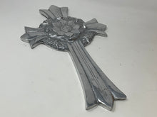 Load image into Gallery viewer, Vintage Mexican Folk Art Cross. Pewter? Aluminum?
