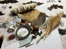 Load image into Gallery viewer, Witches Ladder Kit. Make your own to truly manifest your intentions. Witch&#39;s Ladder Kit. Rope and Feathers Kit.
