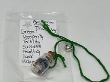 Load image into Gallery viewer, Green Prosperity Crystal Confetti Crystal Vial Charm Bottle.
