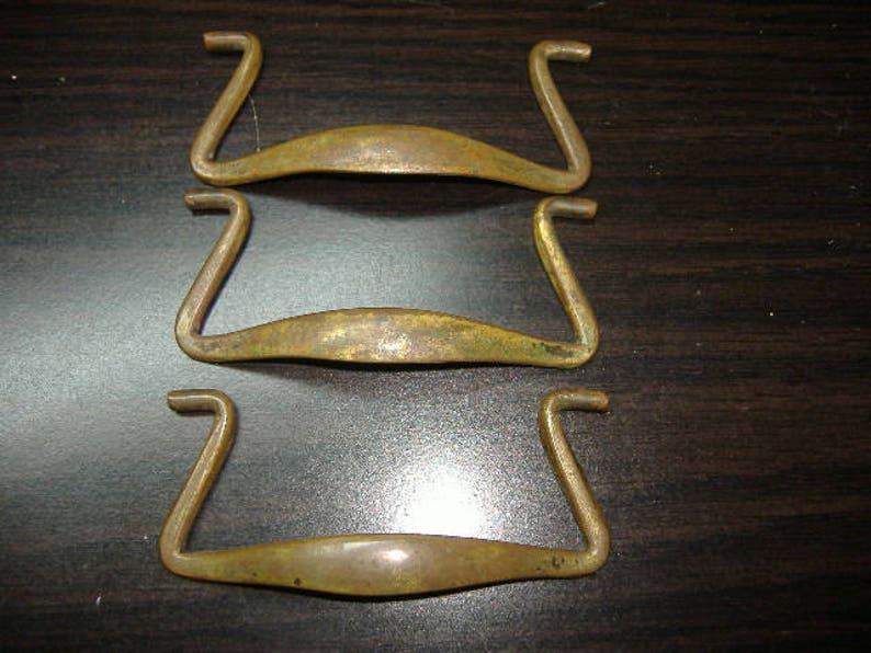 Lot of 3 Brass Salvaged Bail Handles. No backplates. Vintage and Antique Hardware for Embellishing and Repurposing and Upcycling and Stuff. - Sloth Candle Co.