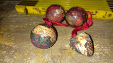 Load image into Gallery viewer, Lot 4 Vintage Christmas Mini Decoupage Ornaments. Tiny Miniature Tree Ornaments. Faux Victorian Scrap style. - Sloth Candle Co.
